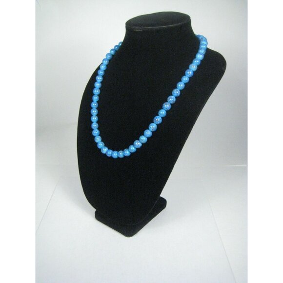 Art Glass Gold Foil Beaded Necklace Women Strand Statement Box Clasp 26 Inch - Picture 4 of 6